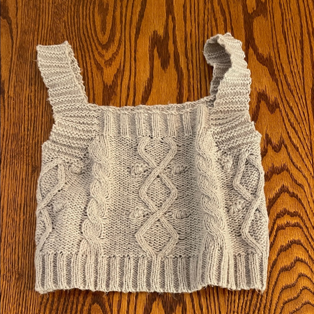 Kendall + Kylie Grey Knit Crop Top Sweater